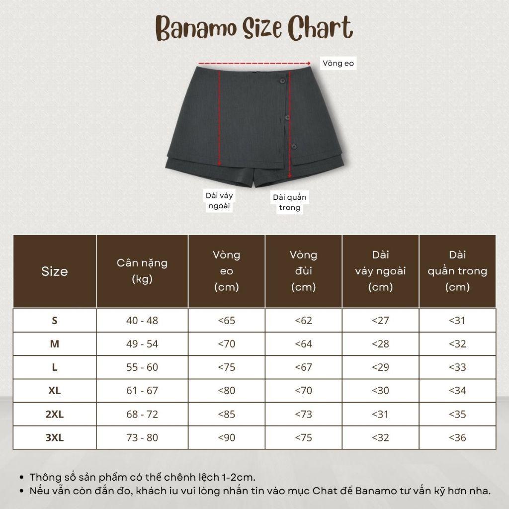 Quần váy nữ BIGSIZE Banamo Fashion chân váy ngắn chữ A cạp cao phối xẻ đính cúc trẻ trung phong cách Hàn Quốc 5902 | BigBuy360 - bigbuy360.vn