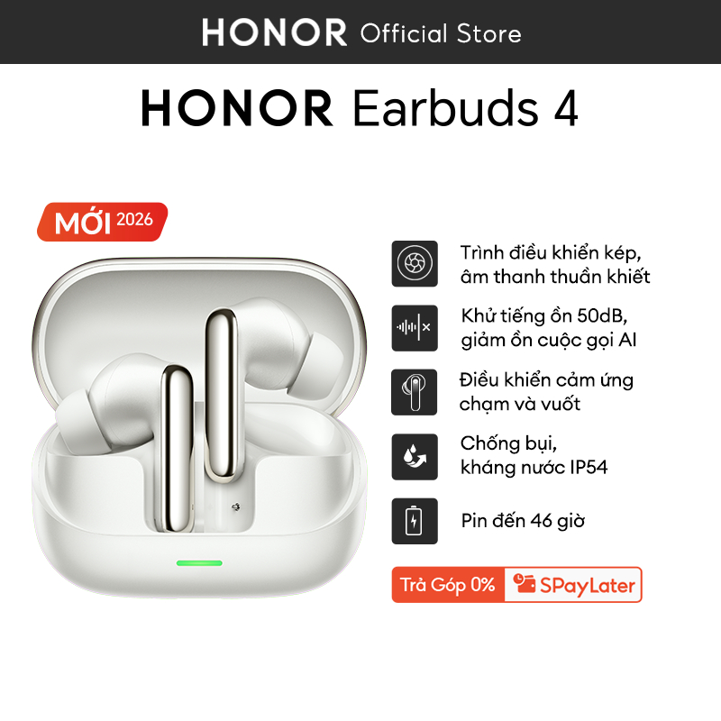 Tai Nghe Honor Earbuds 4 | Khử Tiếng Ồn Chuyên Sâu | Thời Lượng Pin Lên Đến 46H | Bluetooth 5.3 | Bảo Hành 12 Tháng | BigBuy360 - bigbuy360.vn