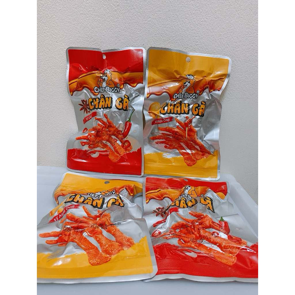1 thùng 50 gói chân gà X3 chefbiggy gói 3 chân 90g vị mật ong, vị cay