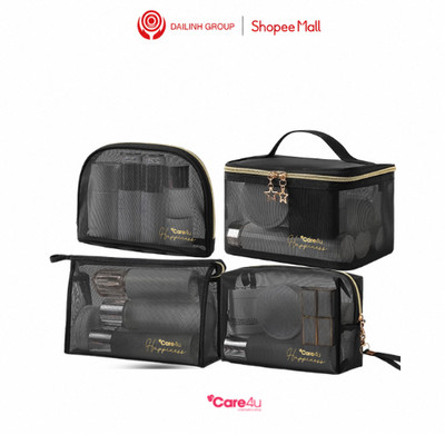 Túi đựng mỹ phẩm cao cấp  Care4u đựng tiện lợi mang theo, có dây móc