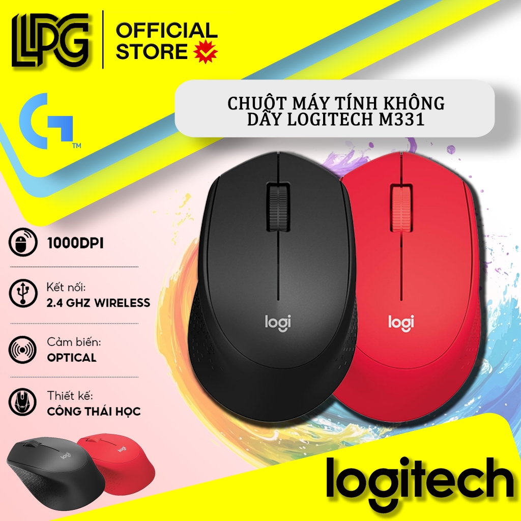 Chuột không dây Logitech M331 mẫu mới, kết nối bằng USB receiver, click không kêu, chống ồn，thuận ta