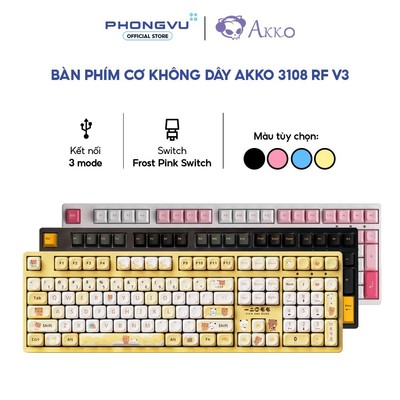 Bàn phím cơ không dây AKKO 3108 RF V3 - Frost Pink Switch, Layout 108 phím - Bảo hành 12 tháng