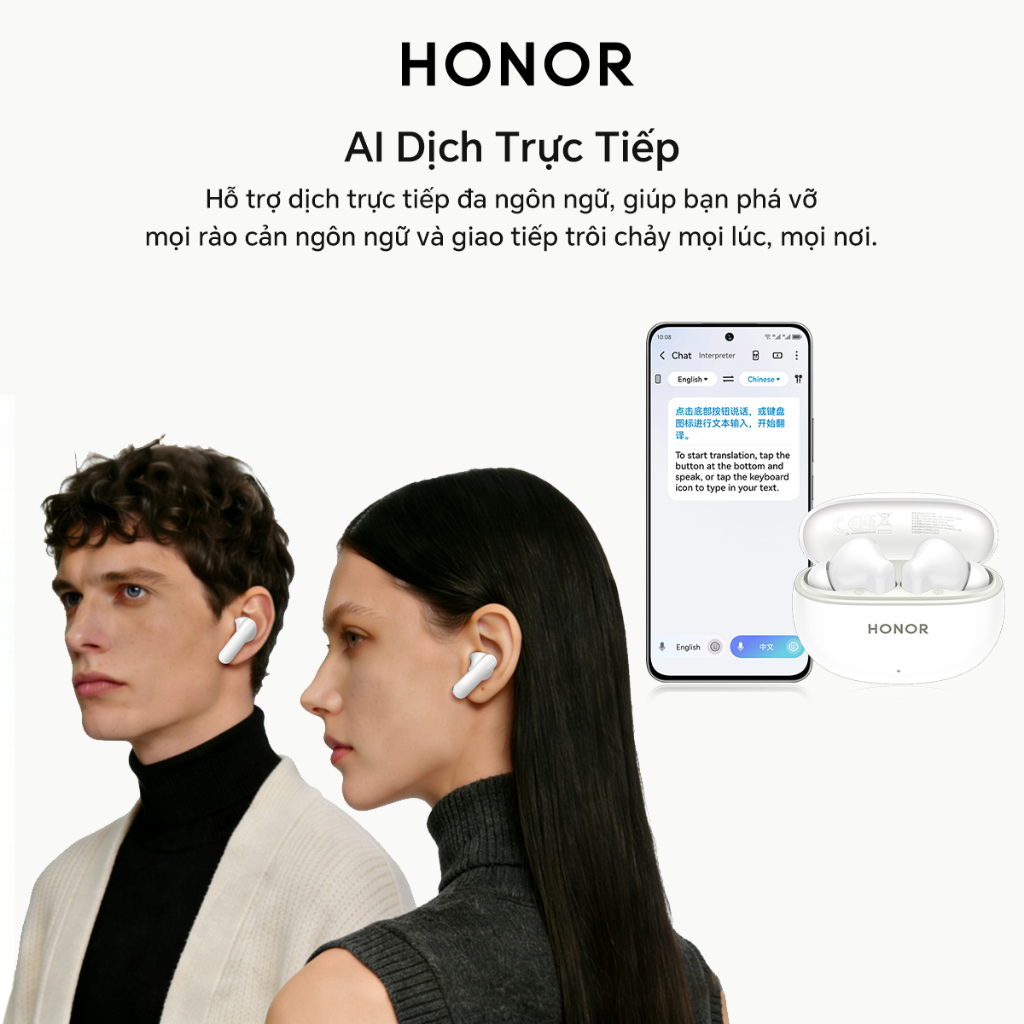 Tai Nghe Honor Earbuds X10 Lite | Khử Tiếng Ồn Chủ Động | Thời Lượng Pin Lên Đến 45H | Bluetooth 5.4 | Bảo Hành 12 Tháng | BigBuy360 - bigbuy360.vn