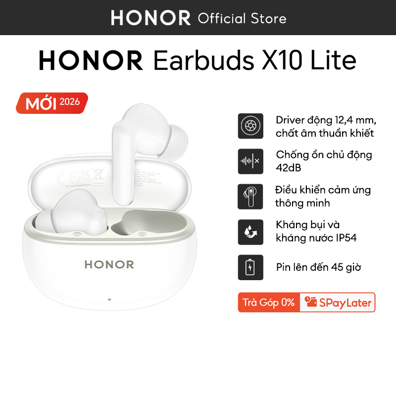 Tai Nghe Honor Earbuds X10 Lite | Khử Tiếng Ồn Chủ Động | Thời Lượng Pin Lên Đến 45H | Bluetooth 5.4 | Bảo Hành 12 Tháng | BigBuy360 - bigbuy360.vn