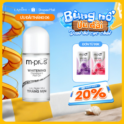 Lăn Khử Mùi M.Pros Whitening 60ml - Cho Nam & Nữ, Dưỡng Trắng Da, Khô Thoáng - Lamimi Chính Hãng