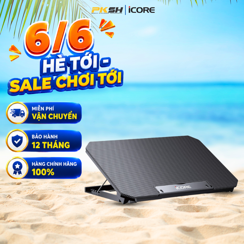 Đế tản nhiệt laptop iCore Q100 - 2 quạt tản nhiệt, 4 mức điều chỉnh độ cao - HÀNG CHÍNH HÃNG
