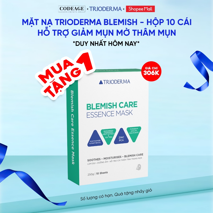 Mặt nạ giảm mụn, hỗ trợ phục hồi Trioderma Blemish Care Essence Mask 03