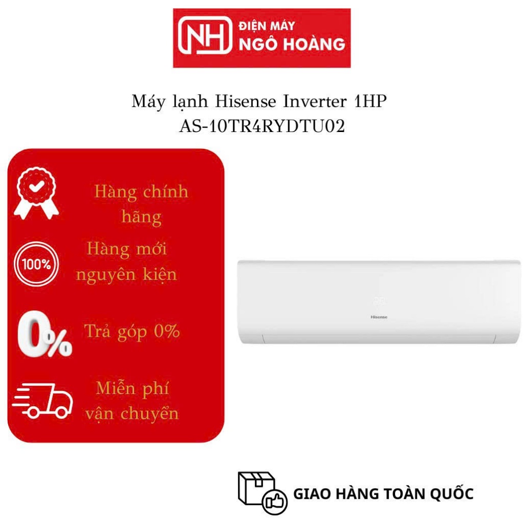 Máy Lạnh Hisense Inverter 1HP AS-10TR4RYDTU02 4TR750 Tiết Kiệm Điện Làm Lạnh Nhanh Khử Khuẩn Không K