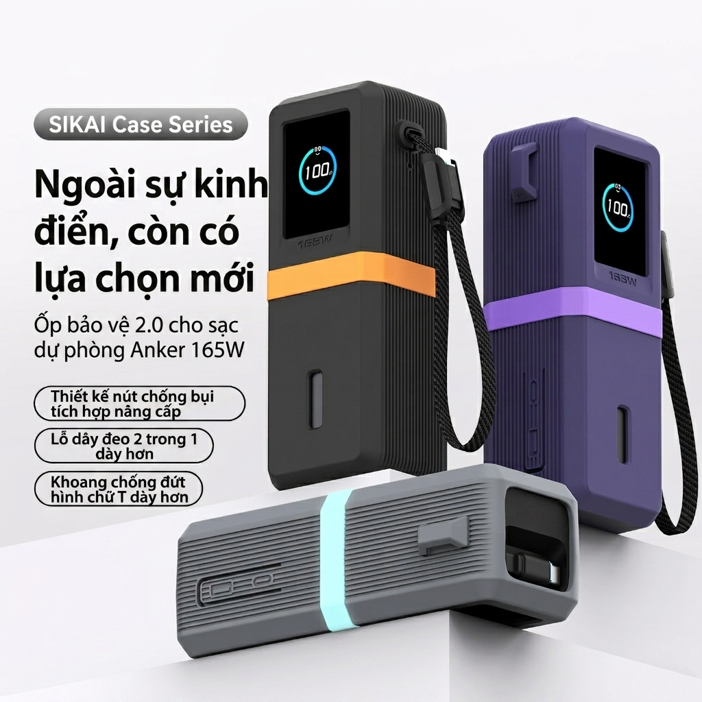 Ốp Silicone Mềm Cao Cấp Sikai Cho Anker Zolo 25000mAH 165W - A1695, Chống Bụi, Chống Sốc