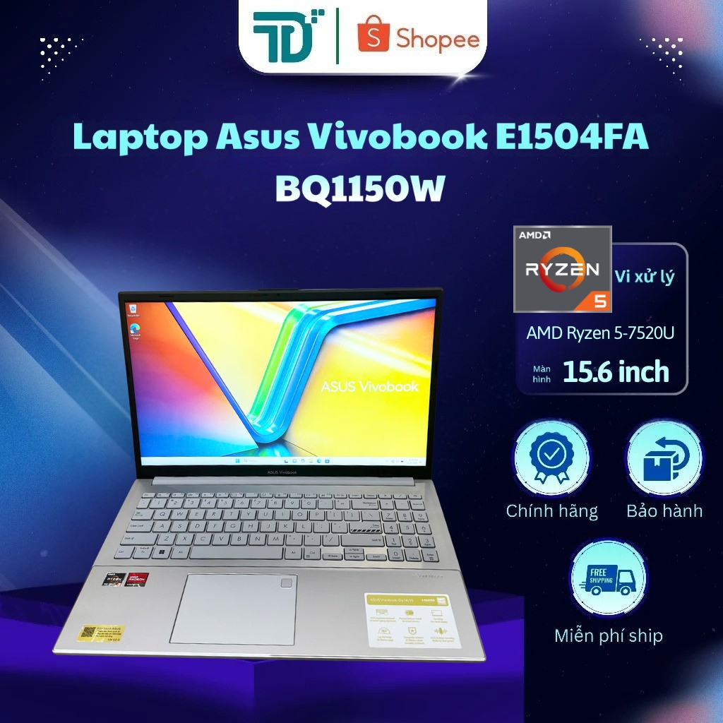 AsusVivobook E1504FA-BQ1150W R5-7520U/16GB/512GB/15.6" FHD/Win11_Bạc - Laptop 98.5%
