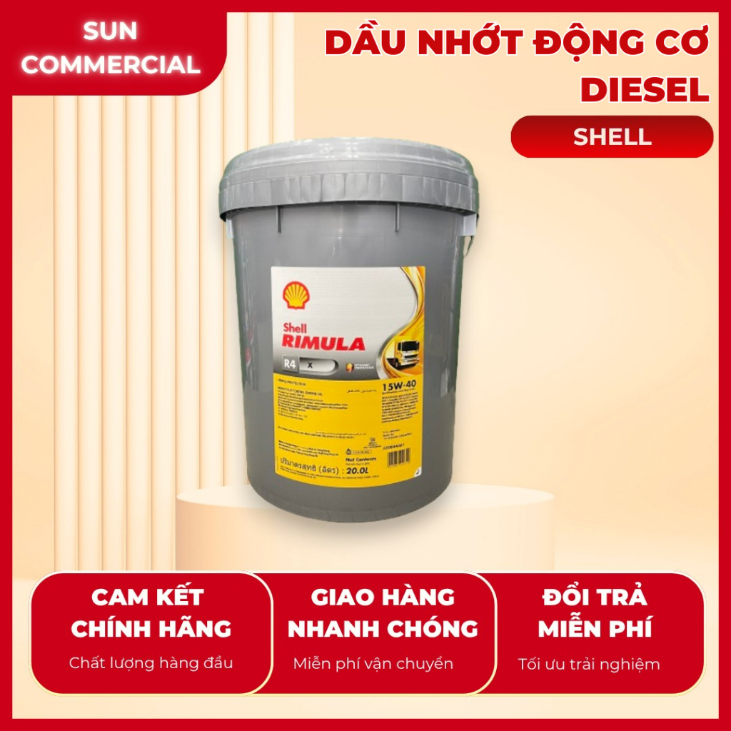 Dầu Nhớt Động Cơ Diesel Shell Rimula R4X 15W40, Xô 20L