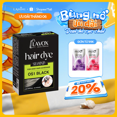 Hộp 3 Gói Gội Phủ Tóc Bạc Lavox Online Shopping 30ml x3 - Lên Màu Tự Nhiên Tại Nhà Lamimi Chính Hãng