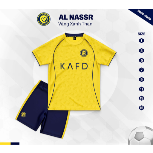 Bộ Quần Áo Bóng Đá Trẻ Em – CLB.Alnassr