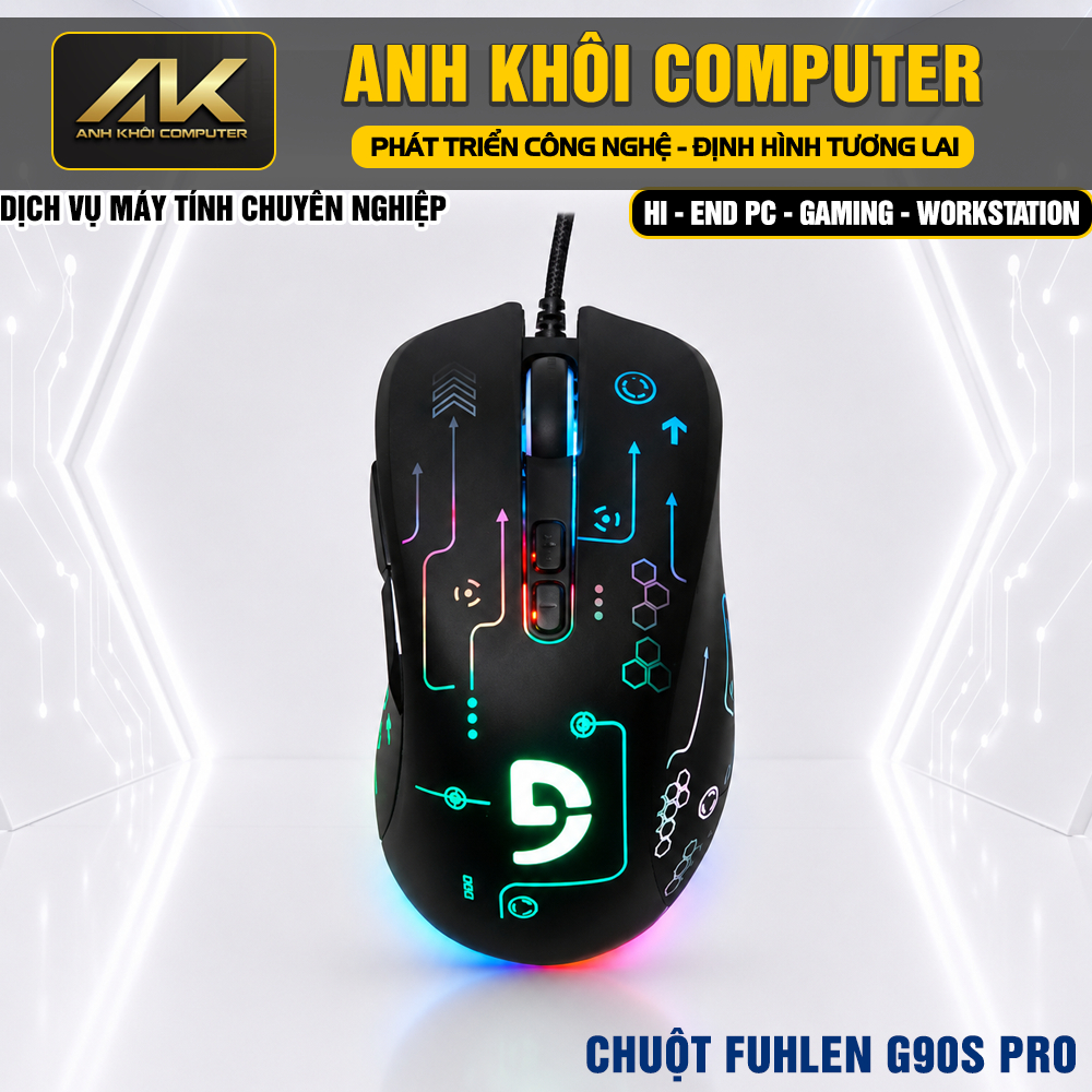 Chuột Gaming Fuhlen G90S Pro RGB PWM3325 8000DPI Chống Double Click