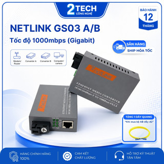 [TẶNG DÂY QUANG] Bộ chuyển đổi quang, Converter quang NetLink GS03 A/B 1000Mbps-25KM 1 sợi quang.
