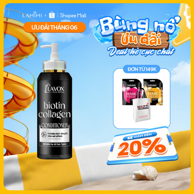Bộ Dầu Gội  & Dầu Xả Biotin Collagen Lavox Online Shopping 300ml - Dưỡng Tóc Mượt, Giảm Gãy Rụng Lamimi Chính Hãng