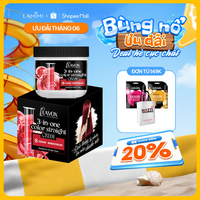 Kem Duỗi & Nhuộm Tóc Màu Đỏ Măng Cụt 3in1 Lavox Online Shopping 150ml - Duỗi Nhuộm Dưỡng Tóc Tại Nhà Lamimi Chính Hãng