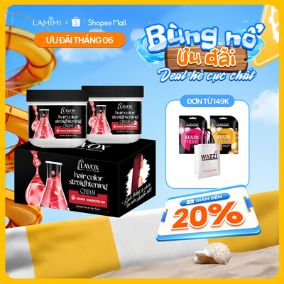Bộ Kem Duỗi Nhuộm Tóc Màu Đỏ Măng Cụt Lavox Online Shopping 150ml x2 - Duỗi Nhuộm Tóc Tại Nhà Lamimi