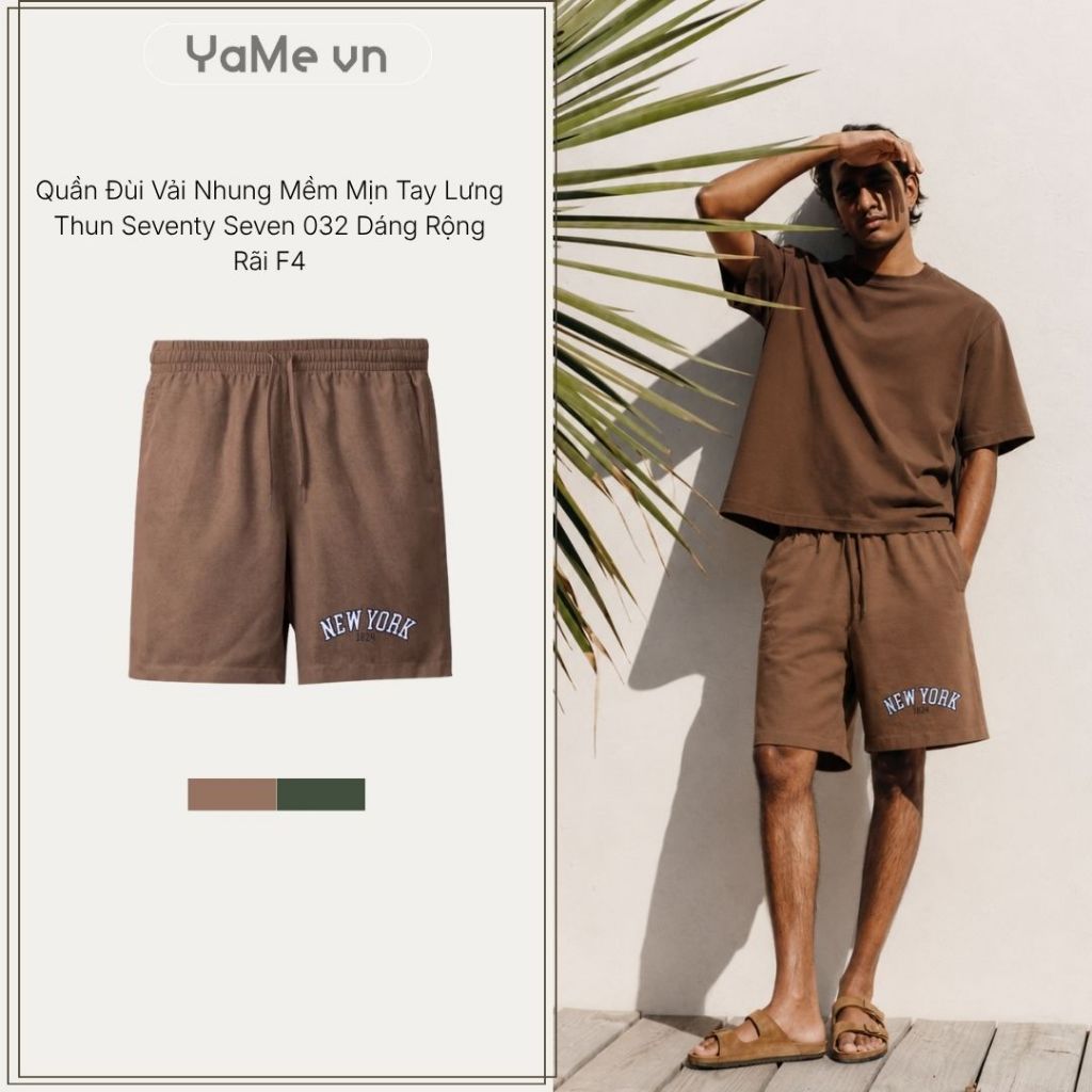 Quần Đùi Nam Vải Nhung Mềm Mịn Tay Lưng Thun Seventy Seven 032 Dáng Rộng Rãi F4 23292 |YaMe|
