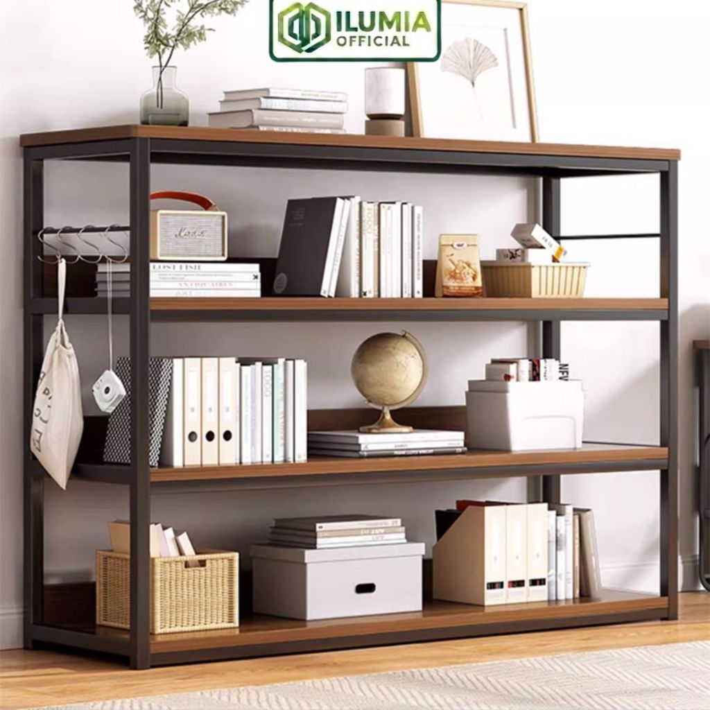 Kệ đồ để văn phòng khung sắt màu óc chó sang trọng thương hiệu ILUMIA - GM136