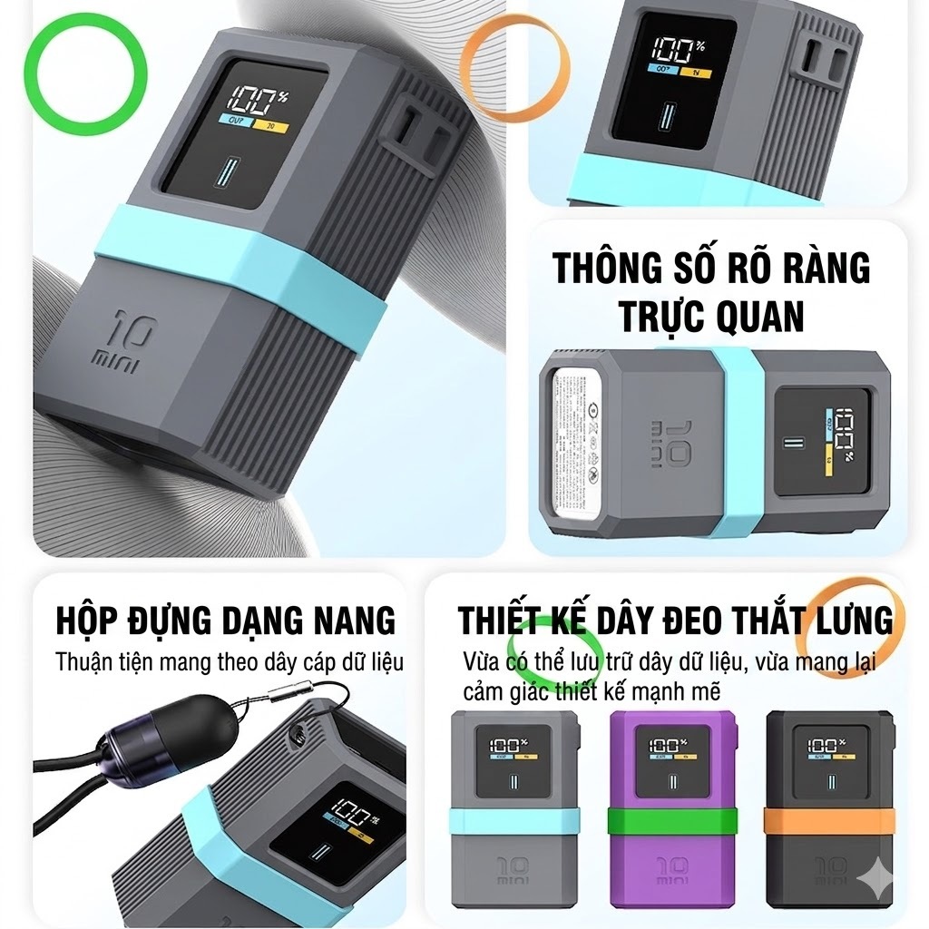 Ốp Silicone Mềm Cao Cấp Sikai Cho Cuktech 10 Mini 10000mAH 55W- PB1055, Chống Bụi, Chống Sốc