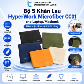 Bộ 5 Khăn Lau HyperWork Microfiber CC01 Mềm Mịn Lau Sạch Mọi Bề Mặt Không Gây Trầy Xước 5 Màu