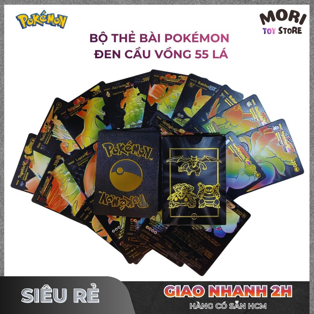 Bộ thẻ bài Pokemon 55 lá ĐEN CẦU VỒNG (SẴN HÀNG)