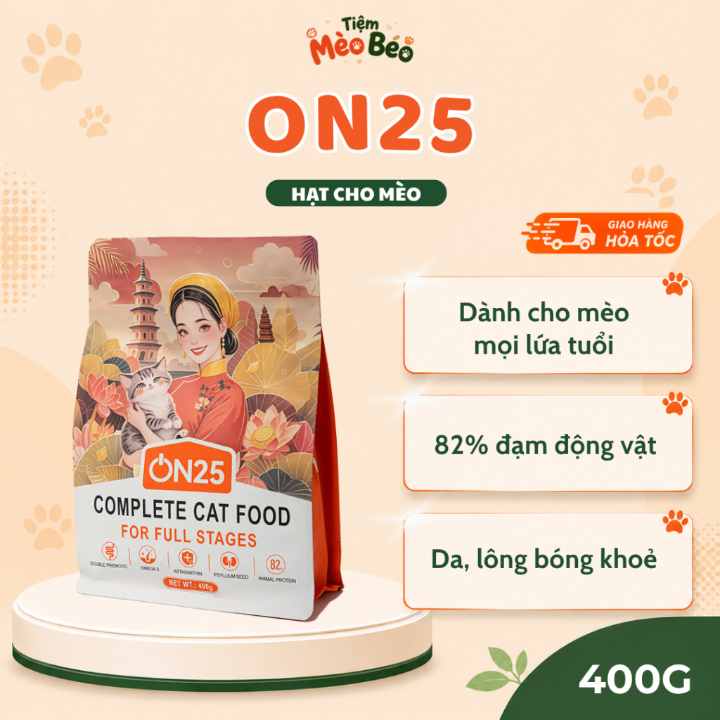 Hạt On25 Cat SEAL 400G hạt cho mèo, mèo con, mèo trưởng thành Cats On, Caton