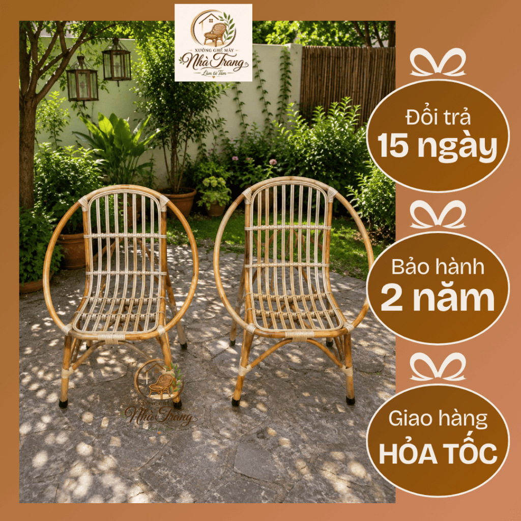 (NHÀ TRANG) Ghế Mây Con Sò Thủ Công – Handmade Tự Nhiên
