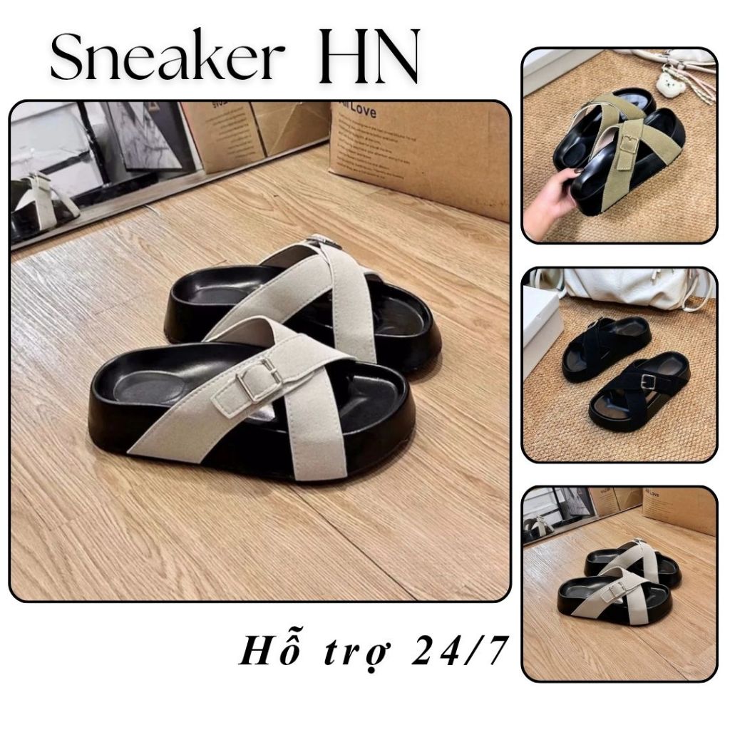 Dép Lê Nữ, Dép Lê Nữ Đế Cao Quai Chéo Hot Trend N53 || Sneaker N53