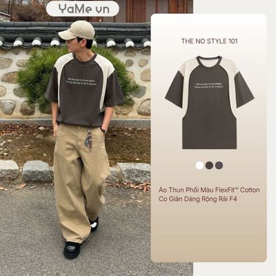 Áo Thun Nam Phối Màu FlexFit™ Cotton Co Giãn The No Style 101 Dáng Rộng Rãi F4 23336 |YaMe|
