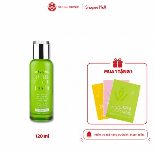 Nước hoa hồng, Toner Orjena Tràm Trà Rau Má Cân Bằng Da, Thấm Nhanh, Dịu Da, Giảm Mụn 120ML