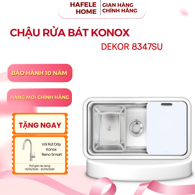 Chậu Rửa Bát Konox Dekor 8347SU – Inox SS304 Cao Cấp – Công Nghệ Dập Hạt Chống Xước – EEH
