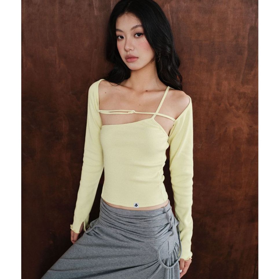 SUNNY Bolero Top 𝓖𝓸𝓸𝓭 𝓛𝓮𝓽𝓽𝓮𝓻 𝓗 Set Áo Dây Xéo Và Tay Áo Bolero