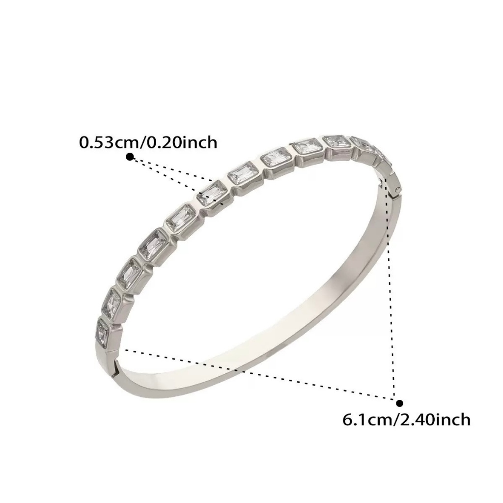 Vòng tay nữ Solara Bangle sang trọng thanh lịch đính đá CZ Fionaa Jewelry Thép Titan không gỉ