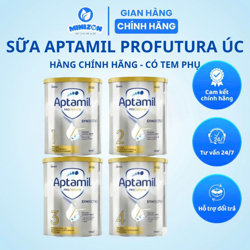 Sữa Aptamil Profutura Úc mẫu mới (900g) - Sữa bột Aptamil Bạc Úc số 1, 2, 3 cho bé - Minizon Kids