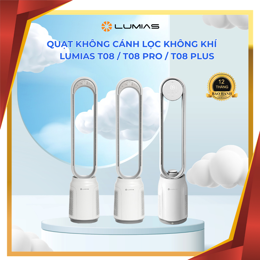 Quạt không cánh lọc không khí Lumias T08 / T08 Pro / T08 Plus - Độ ồn 14.9dB, Hàng chính hãng, BH12T