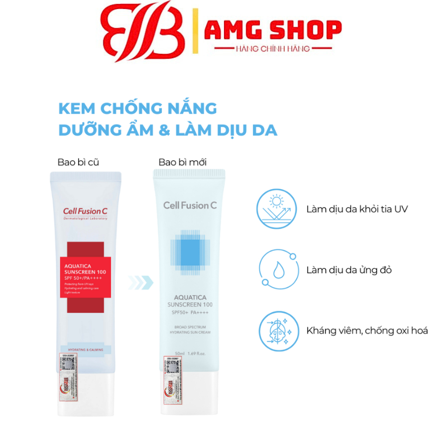Kem Chống Nắng Cấp Ẩm, Dịu Da Cell Fusion C Aquatica Sunscreen 100 SPF50+ PA++++