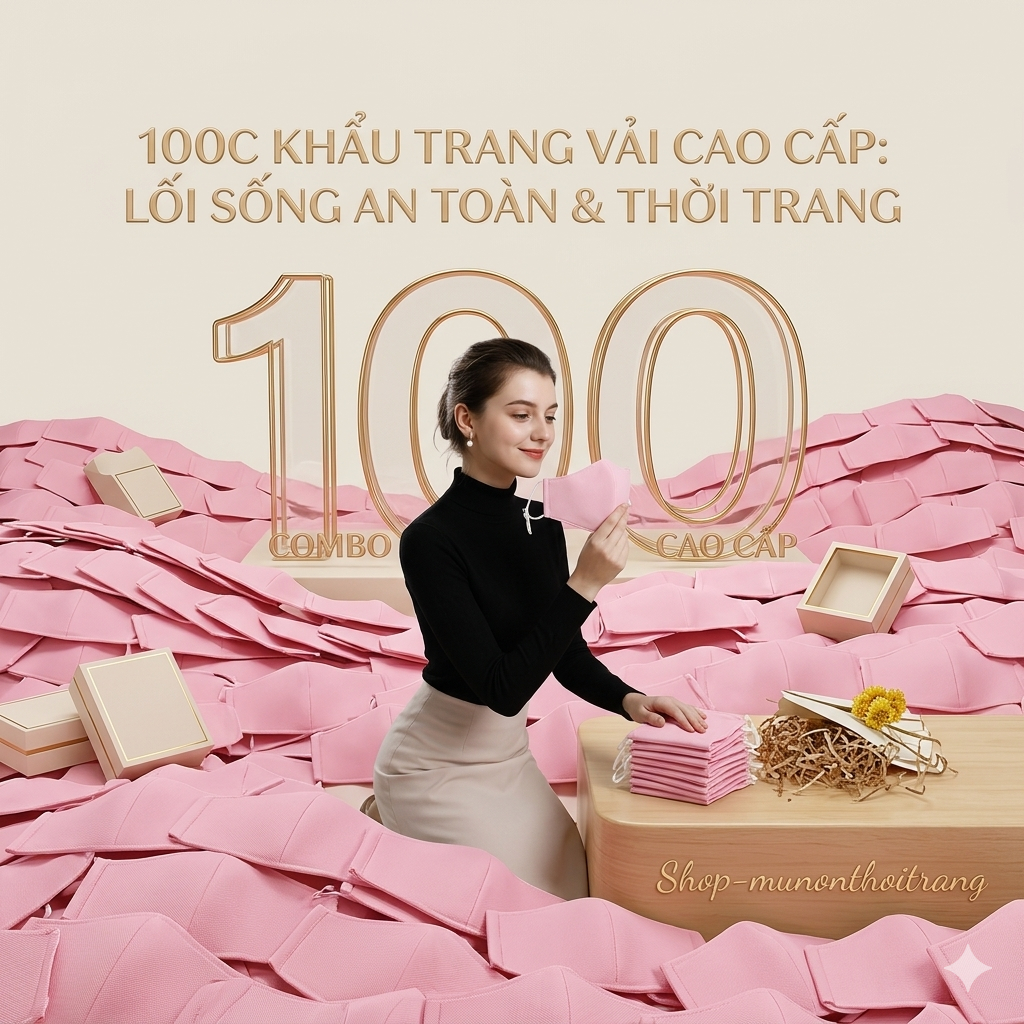Khẩu trang vải cao cấp màu hồng Combo sỉ 100 cái