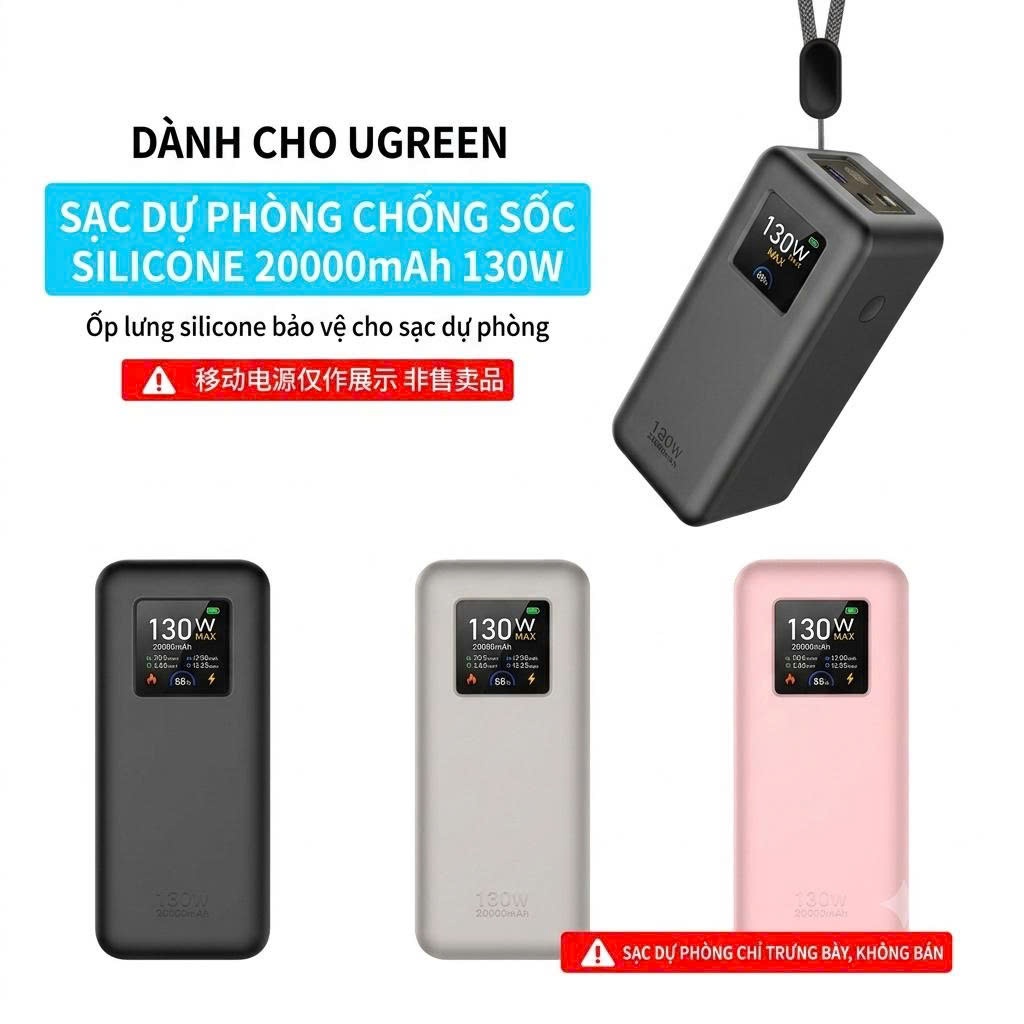 Ốp Bảo Vệ Silicon Cho UGREEN Nexode PB721 20000 mAh 130W – Ốp Silicon Mềm Chống Trầy, Chống Va Đập, 