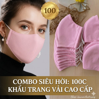 Khẩu trang vải cao cấp màu hồng Combo sỉ 100 cái