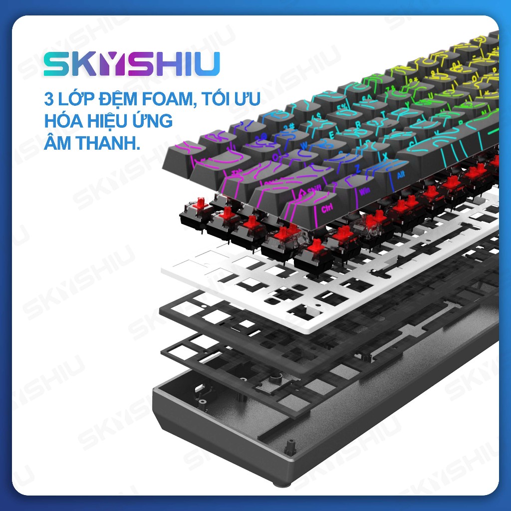 SKYSHIU Bàn phím cơ có dây SK68 V3 có dây led RGB  hotswap có thể thay thế switch 5pin | BigBuy360 - bigbuy360.vn