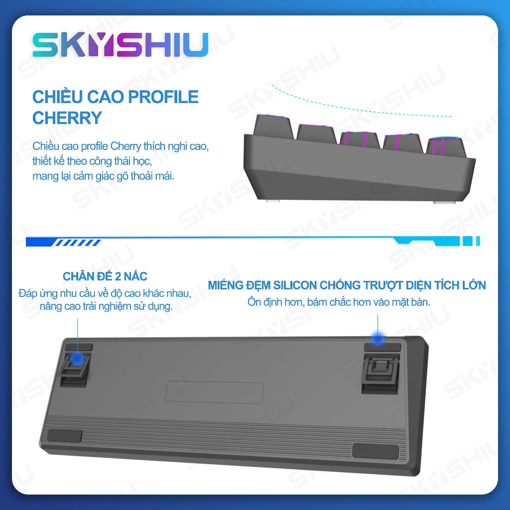 SKYSHIU Bàn phím cơ có dây SK68 V3 có dây led RGB  hotswap có thể thay thế switch 5pin | BigBuy360 - bigbuy360.vn