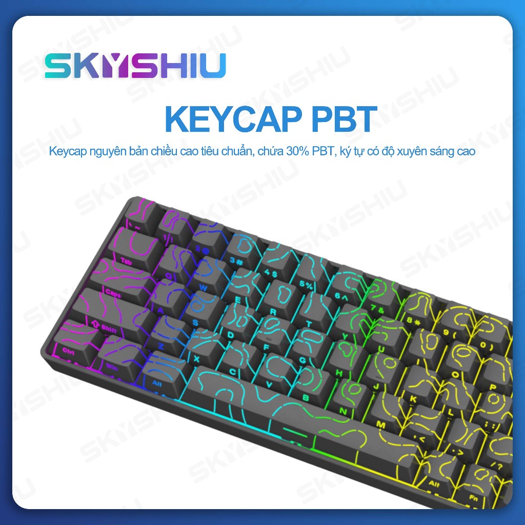 SKYSHIU Bàn phím cơ có dây SK68 V3 có dây led RGB  hotswap có thể thay thế switch 5pin | BigBuy360 - bigbuy360.vn