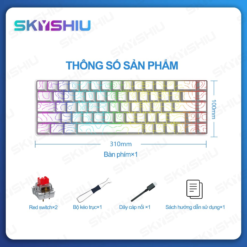 SKYSHIU Bàn phím cơ có dây SK68 V3 có dây led RGB  hotswap có thể thay thế switch 5pin | BigBuy360 - bigbuy360.vn