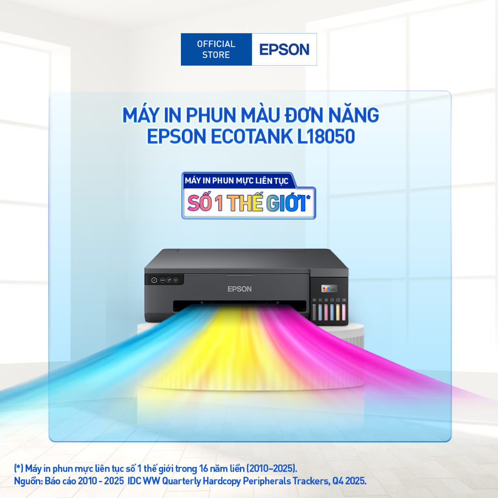 Máy In Phun Màu Đơn Năng Epson EcoTank L18050 (Bao Gồm Bộ Mực Chính Hãng Đi Kèm)