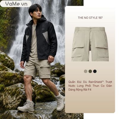 Quần Đùi Dù Nam RainShield™ Trượt Nước Lưng Phối Thun Co Giãn The No Style 197 Dáng Rộng Rãi F4 23580 |YaMe|