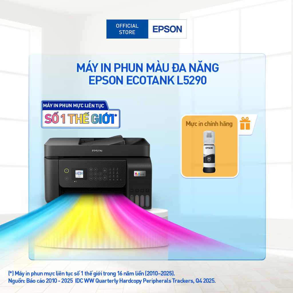 Máy In Phun Màu Đa Năng Epson EcoTank L5290 (Bao Gồm Bộ Mực Chính Hãng Đi Kèm)