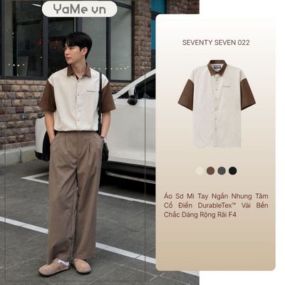 Áo Sơ Mi Nam Tay Ngắn Nhung Tăm Cổ Điển DurableTex™ Vải Bền Chắc Seventy Seven 022 Dáng Rộng Rãi F4 23258 |YaMe|