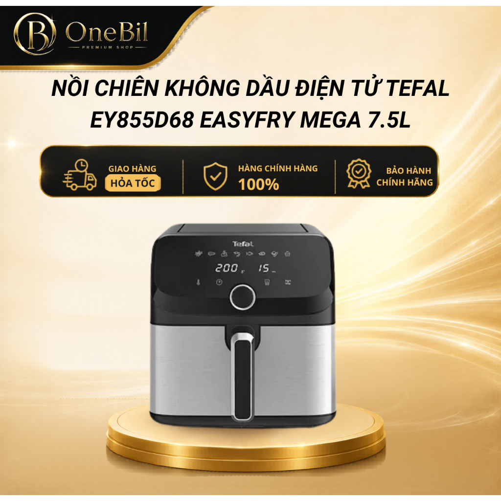 Nồi chiên không dầu điện tử Tefal EY855D68 EasyFry Mega 7.5L - Bảo Hành 24 Tháng